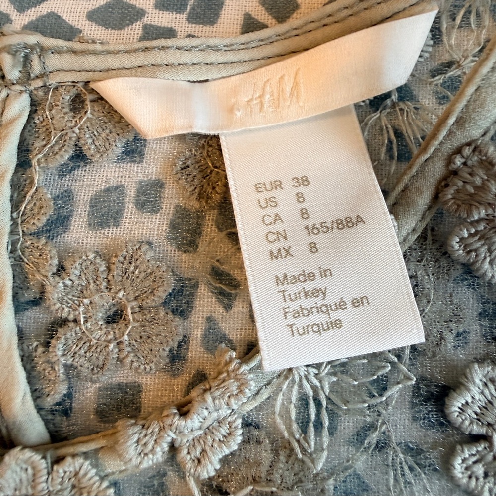 H&M | Sheer Floral Lace Sage Green Blouse - Picture 8 of 9